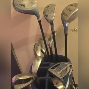 Men's Blue Golf Club Set with Bag